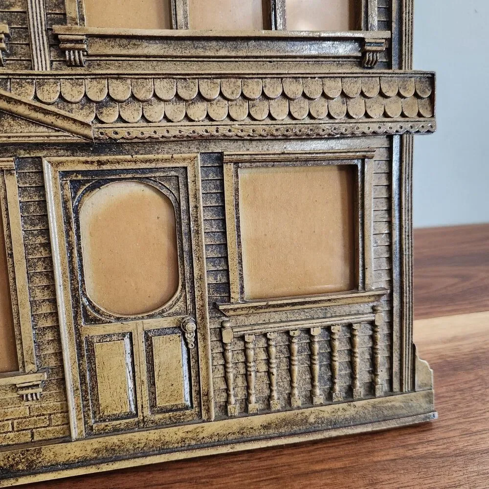 Vintage Syroco Style Victorian Gothic Haunted House Shaped Picture Frame Plastic